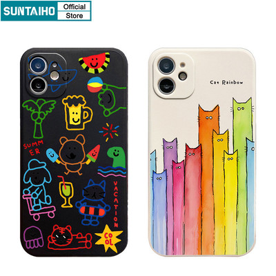 Suntaiho Hoạt Hình Vui Vẻ Họa Tiết Nhiều Màu Sắc Ốp Lưng Điện Thoại Silicon Mềm Cao Cấp Chống Sốc Cho IPhone 11 12 13 14 15 16 Pro Max IP 7 8 Plus IPhone X Xs XR Xs Max