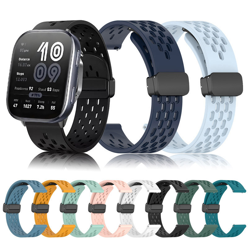 Dây đeo khóa từ tính thoáng khí cho đồng hồ thông minh Amazfit Bip 6 5 Bip6 22mm 20mm Dây silicon ch