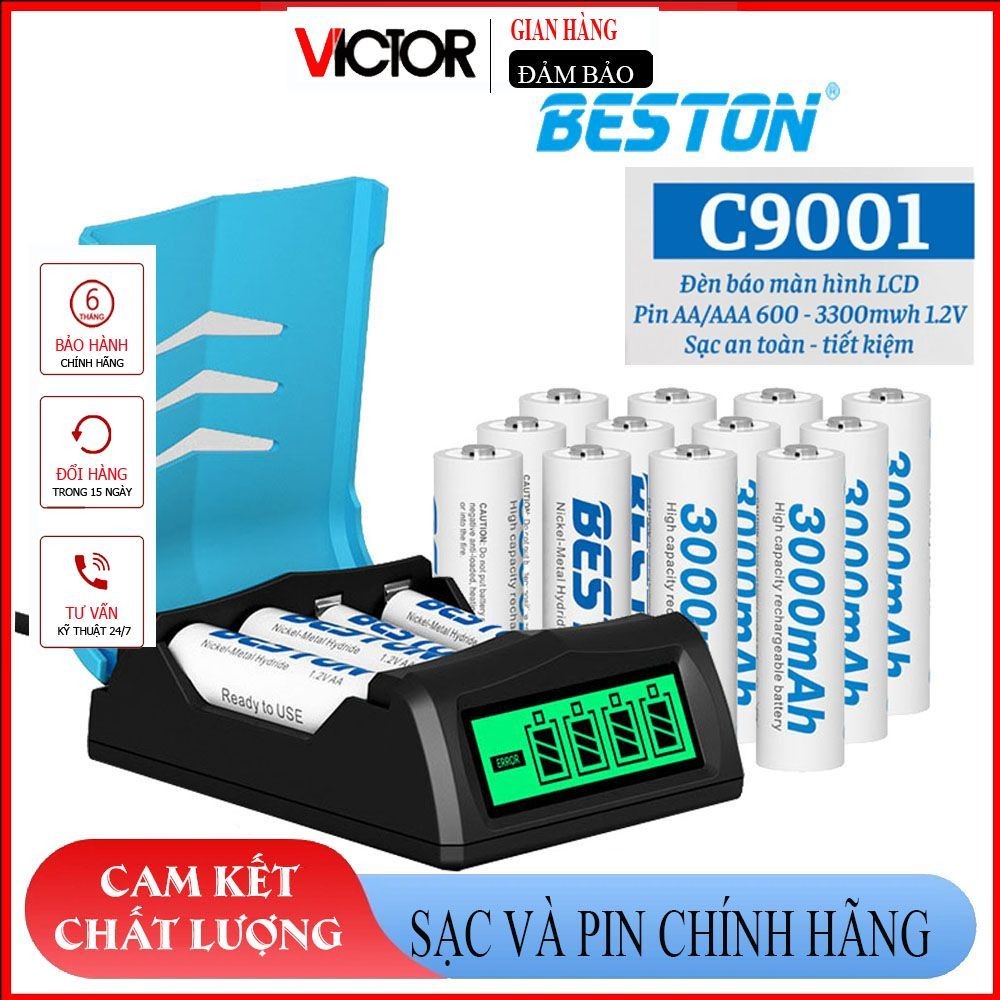 Bộ sạc C9001 pin AA AAA Beston- Tốc độ cao màn hình LCD (nhiều phân loại lựa chọn)