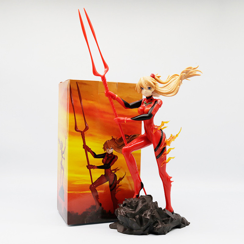 25cm Anime Neon Genesis Evangelion Asuka Langley Soryu EVA Driver Battle Scene PVC Nhân Vật Hành Độn