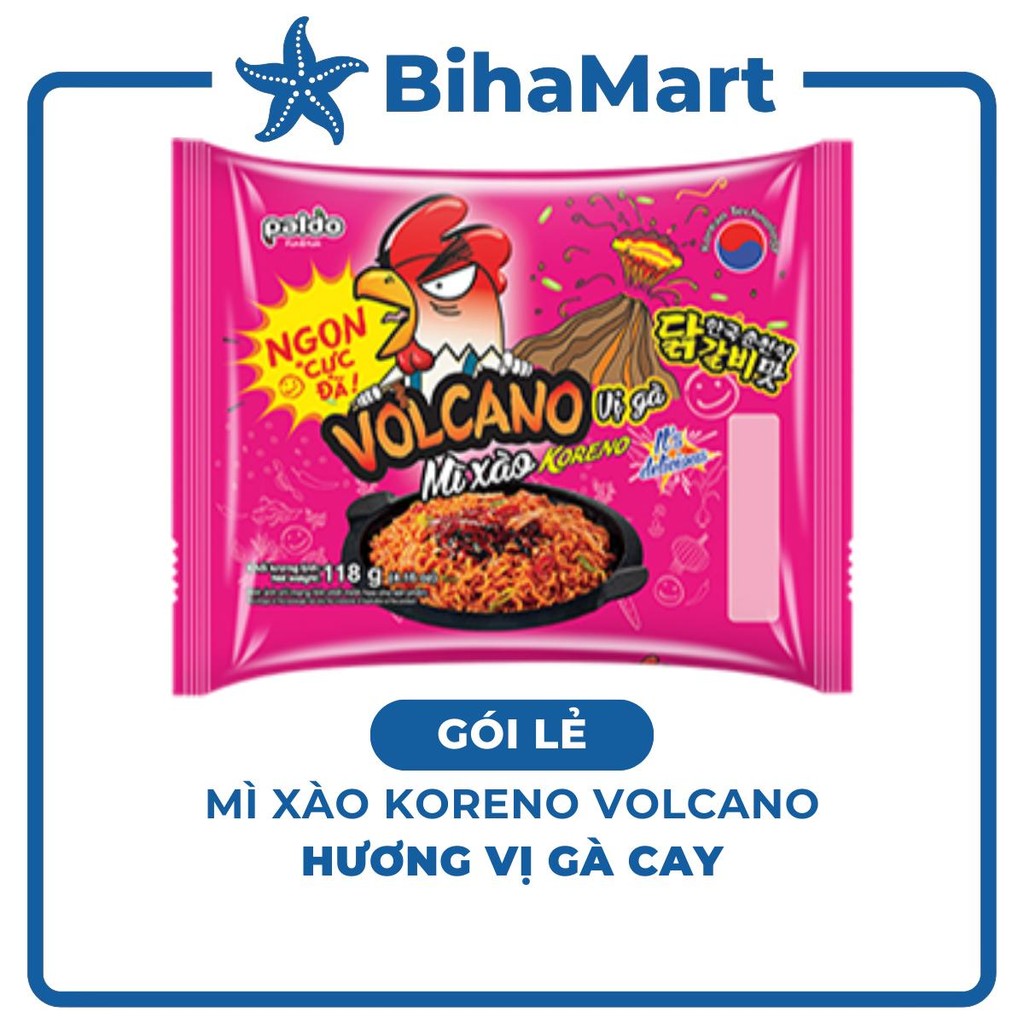 [GÓI LẺ] - PALDO - Mì xào Koreno Volcano Gà cay, Mì xào khô gà cay Koreno Volcano Paldo Hàn Quốc (11