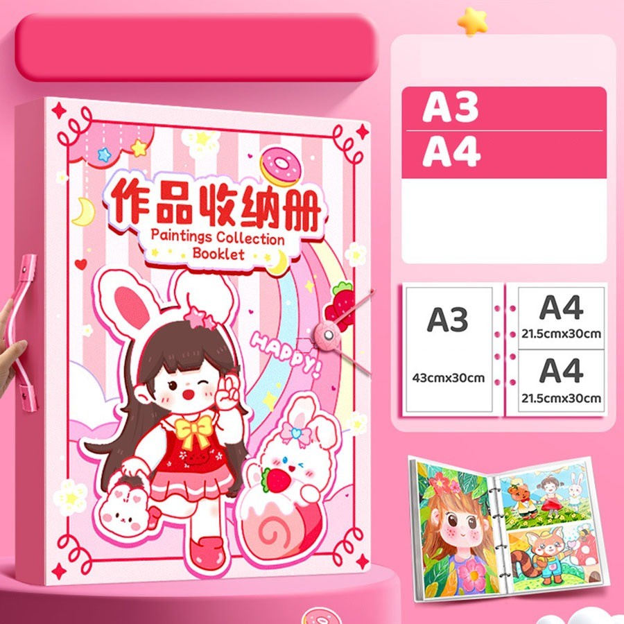 Bìa Còng File Lá A3 A4 Lưu Tranh Vẽ Cho Bé Clear Book Lưu Tài Liệu Album Đựng Tranh Vẽ Khổ A3 A4 8K 
