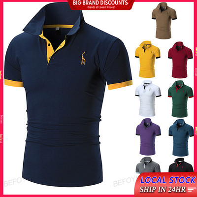 Mới Áo Polo Nam Chắc Chắn Thường Ngày Cotton Polo Hươu Cao Cổ Nam Slim Fit Thêu Tay Ngắn Polo Nam 10 Màu