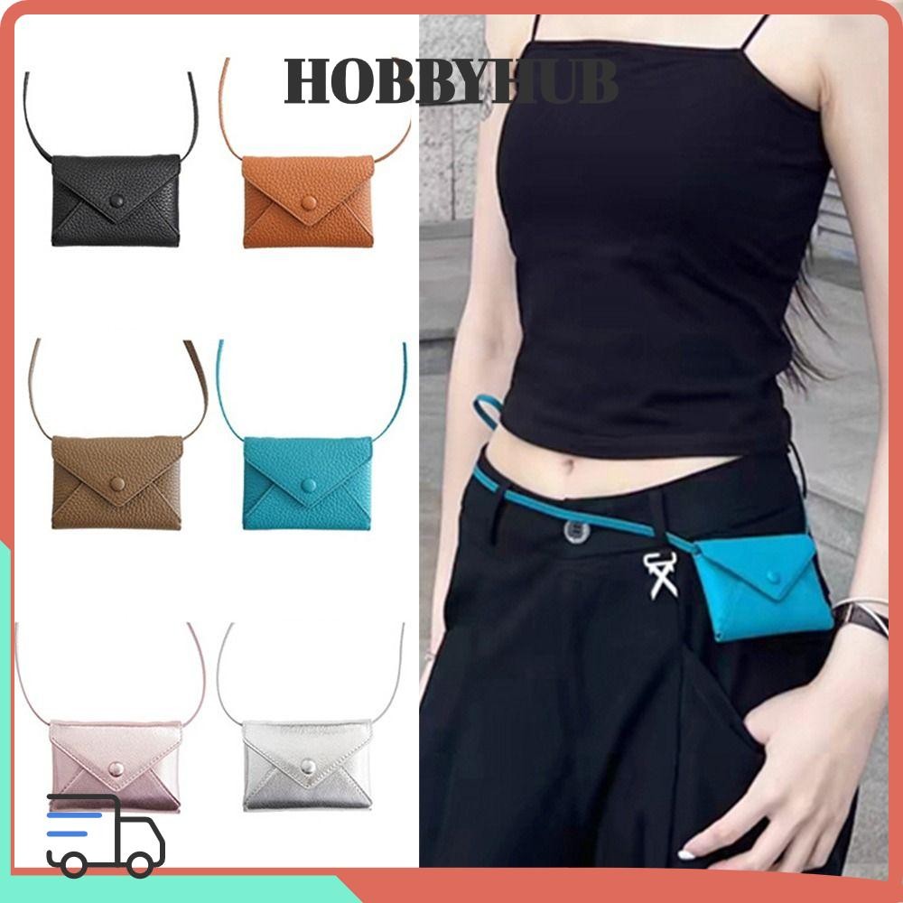 Túi đeo vai HOBBYHUB, Túi thắt lưng bằng da PU bền bỉ, Vòng cổ túi Mini màu trơn đa chức năng