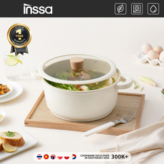 Inssa Nồi Canh 24cm Dòng Caramel Pudding Lớp Chống Dính Men Gốm An Toàn Viền Nắp Silicone GUOJ024 - Bảo Hành 1 Năm