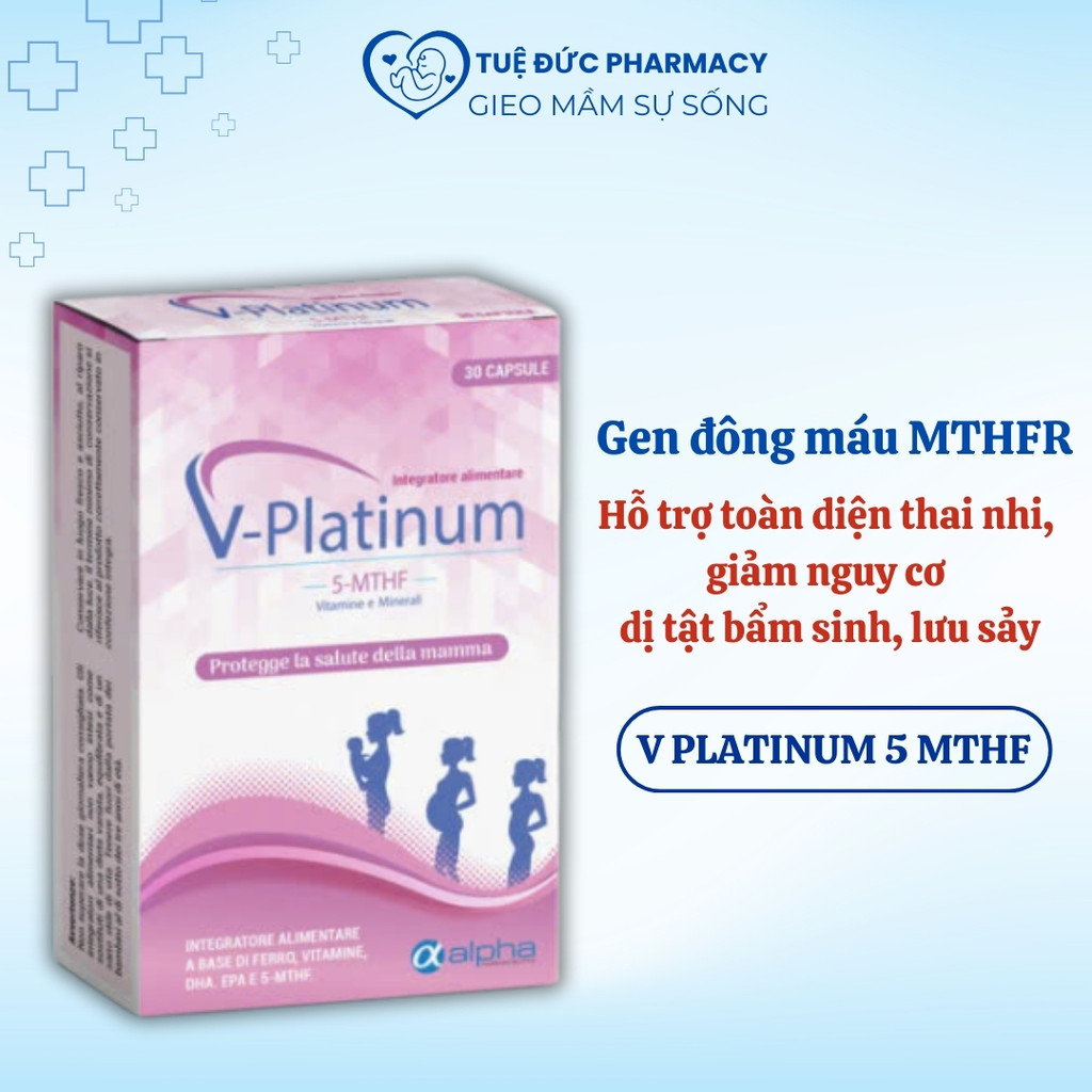 V- Platinum 5MTHF - Bổ Sung Acid Folic / Folate, Sắt, Vitamin Tổng Hợp, Hỗ Trợ Sinh Sản (30 Viên)