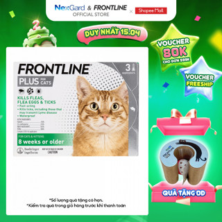 Frontline Plus - Tuýp nhỏ gáy phòng & trị ve, rận, bọ chét (trứng, ấu trùng, con trưởng thành) cho mèo - 1 hộp 3 tuýp
