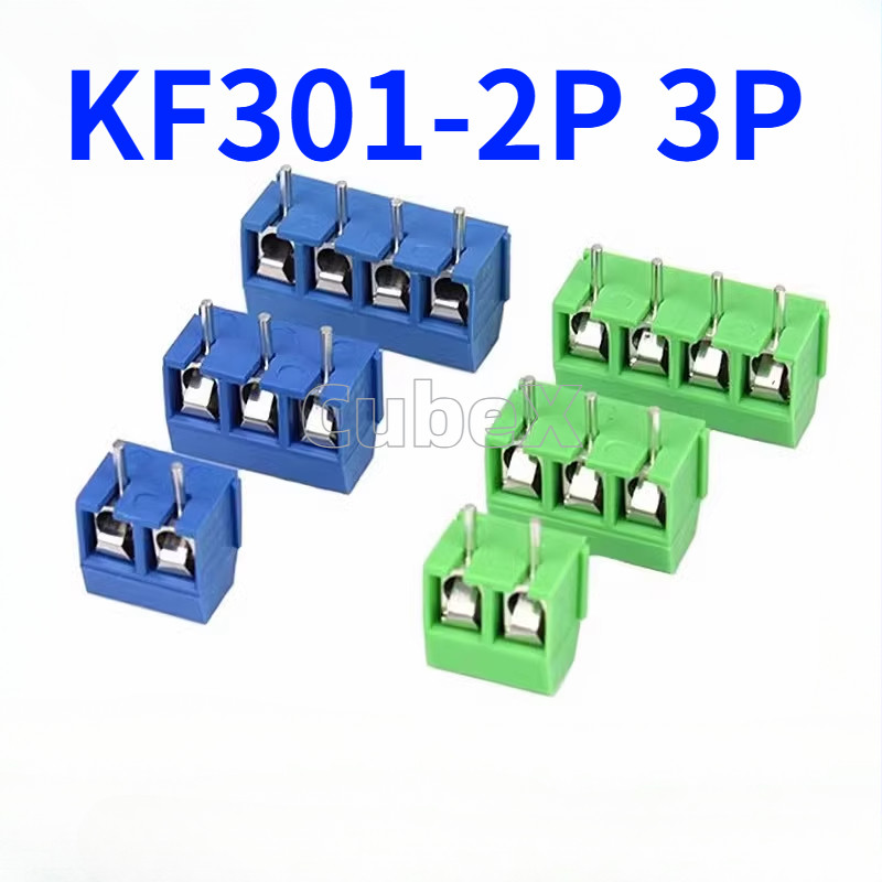 10 Cái KF-301 PCB Terminal Block Connector 5.0mm Pitch 10A / 300V Blue Green Terminal Block KF301-2P