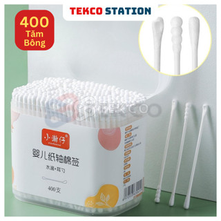 Hộp 200-400 Tăm Bông Ngoáy Tai 2 Đầu Vệ Sinh Tai, Mũi Kháng Khuẩn - Bông Lấy Ráy Tai