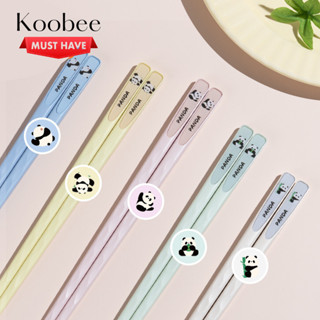  Bộ 5 10 Đôi Đũa Sợi Thuỷ Tinh Kháng Khuẩn Không Mốc Chống Trơn - Hoạ Tiết  Gấu Trúc Panda  5 Màu Pastel  | 266 