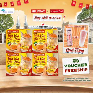 Combo 4 Hộp Trà sữa trân châu Hoàng Kim Hillway - Chuẩn vị Đài Loan size L (hộp 4 gói trà sữa, 4 gói trân châu)