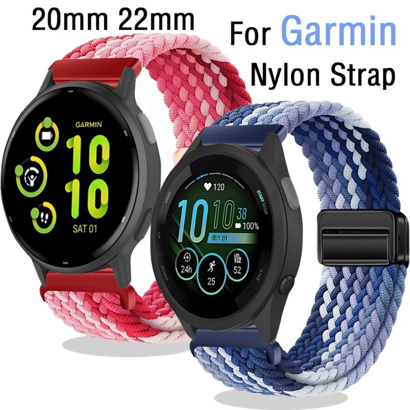 Dây đeo từ tính Nylon 20 22mm cho Garmin Forerunner 165 55 965 265 245 255 / venu 3 Dây đeo vòng tay