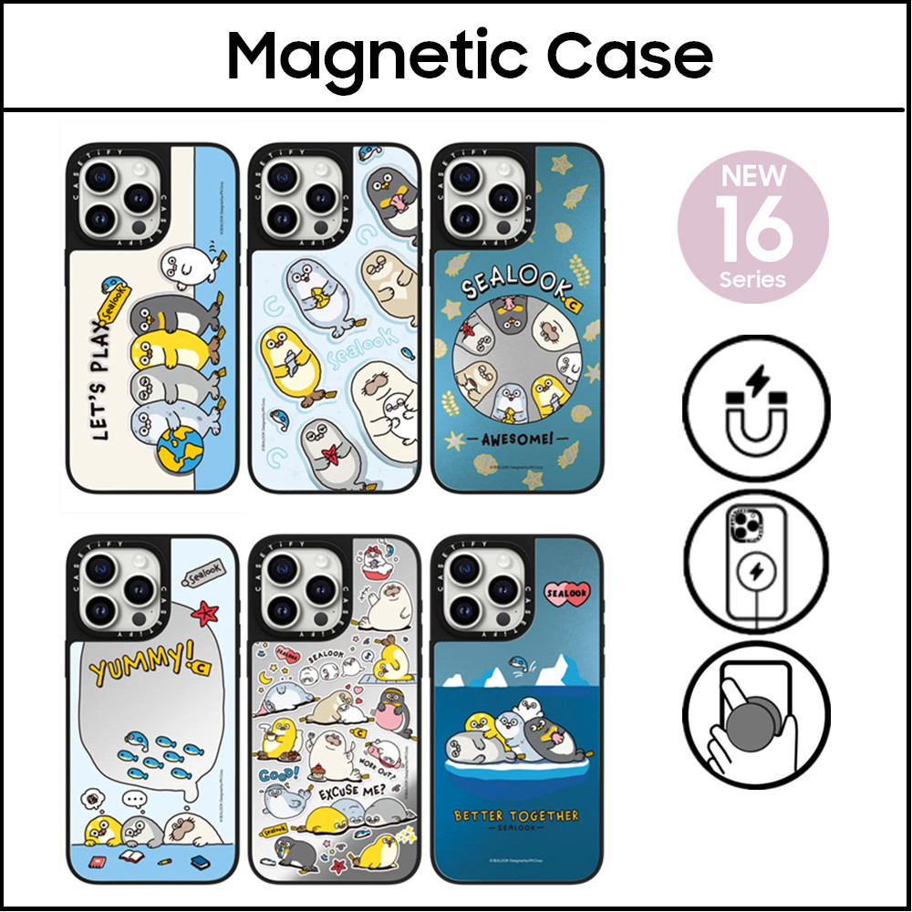 CASETi Hoạt Hình SEAL SEALOOK Nhựa Cứng Acrylic Gương Dành Cho iPhone 11 16 12 13 14 15 Plus Pro Max