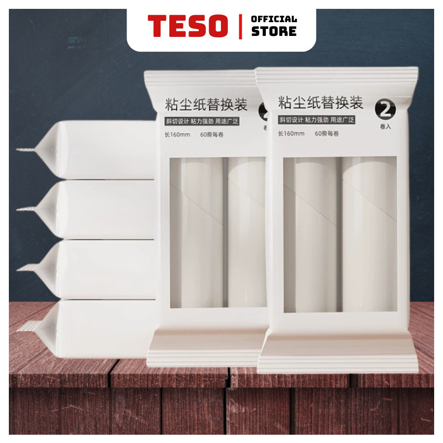 [Siêu Dính] Túi 2 Cuộn Lõi Lăn Thay Thế Cây Lăn Bụi - Cuộn Lõi Dự Phòng 10cm-16cm-19cm-24cm Loại 60 Tờ - TESOVN