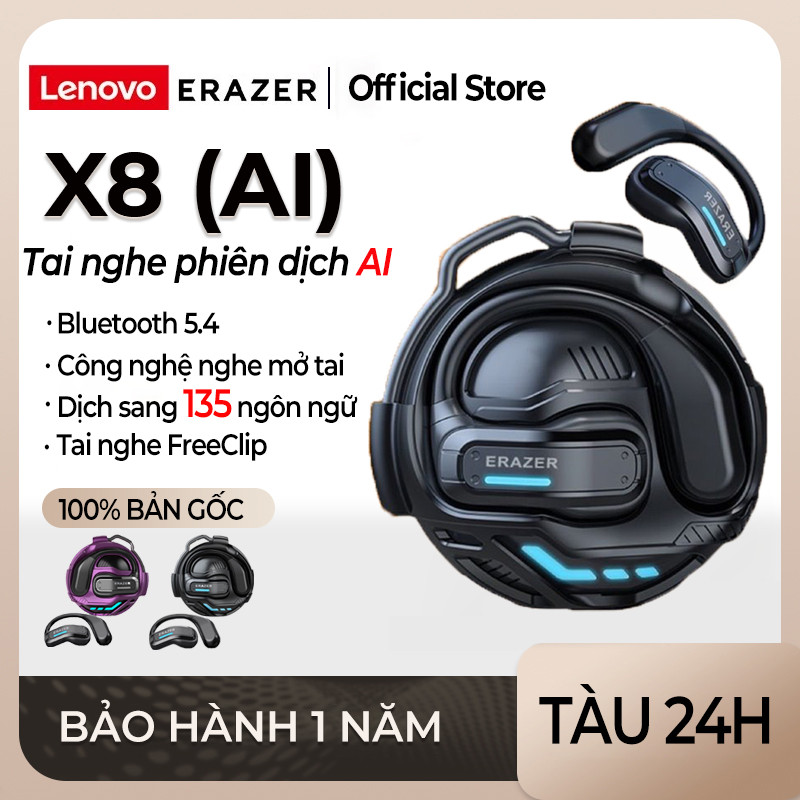 Lenovo ERAZER X8 Tai Nghe Phiên Dịch AI Bluetooth 5.4 OWS Tai nghe Bluetooth Tai nghe không dây thể thao có Mic Tai nghe không dây âm thanh nổi HiFi chống nước IPX7 Waterproof | BigBuy360 - bigbuy360.vn