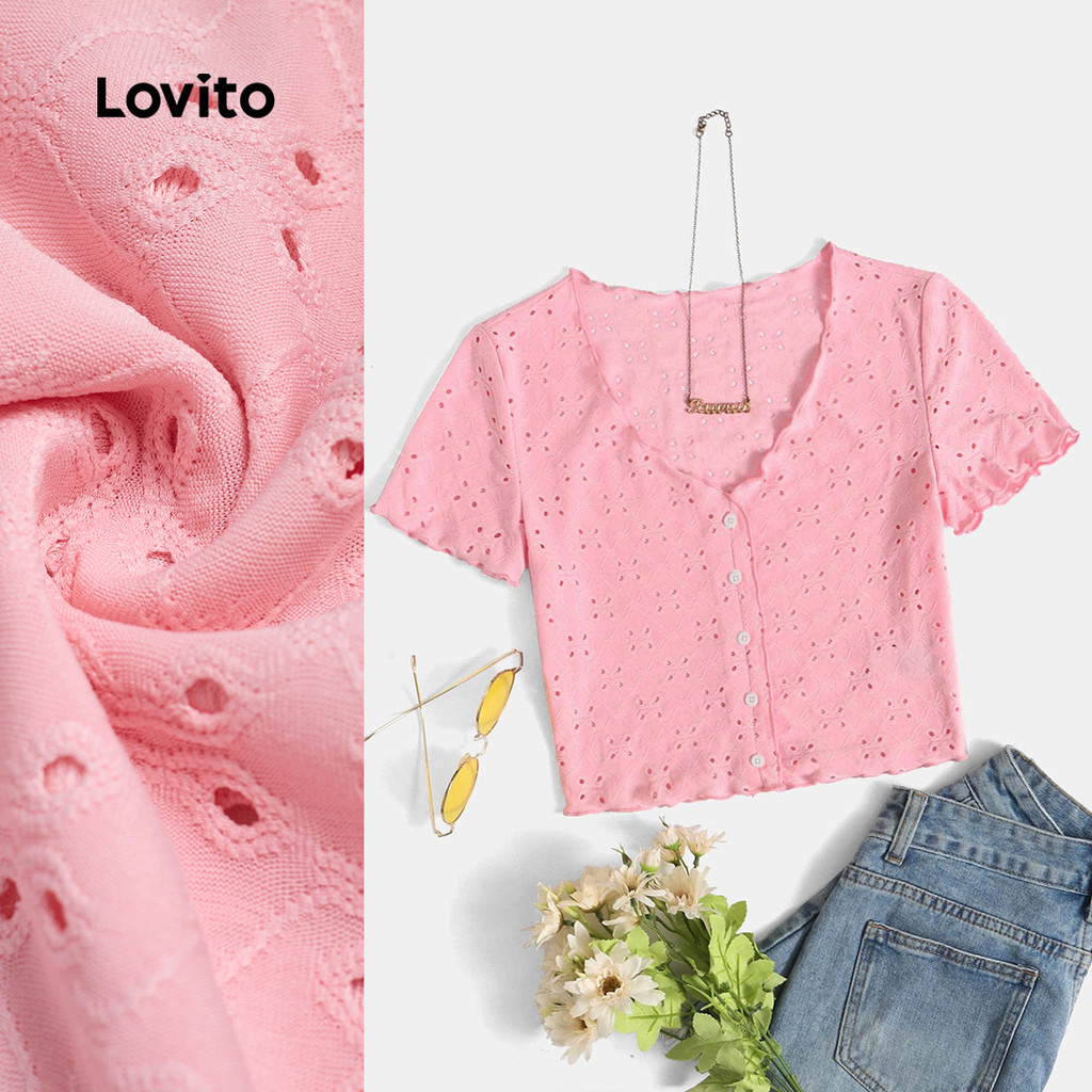 Áo thun phía trước có nút trơn thông thường dành cho nữ L129ED633