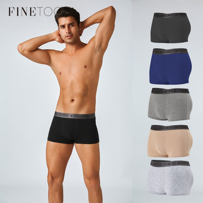 Finetoo Cotton Boxer Quần Lót Nam Thoáng Khí Thoải Mái Ngắn Thấm Hút Kháng Khuẩn Quần Lót S-XXL