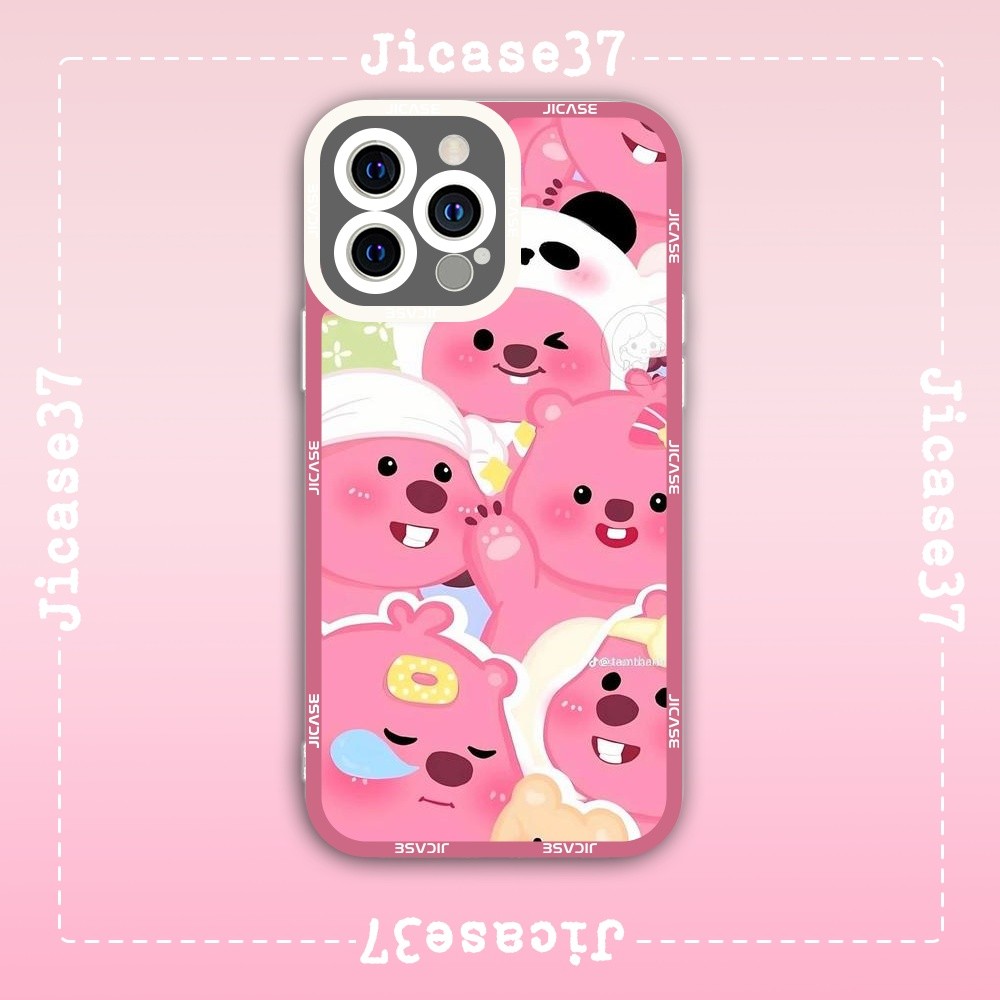 Ốp lưng iPhone Cạnh Vuông Samsung Xiaomi Oppo Loppy miniso mẫu ghép nhiều ảnh họa tiết đơn giản dễ t