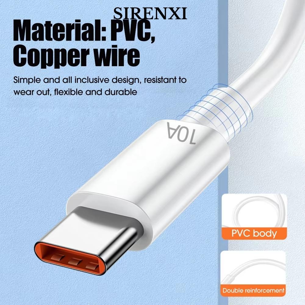 Cáp SIRENXI Type C, Dây sạc nhanh USB điện thoại di động 120W 10A, Dây cáp dữ liệu cáp sạc USB 10A c
