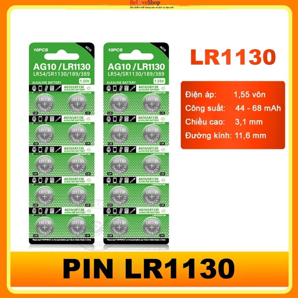 Pin Cúc Áo Vỉ 10 Viên (AG13 LR44) (AG10 LR1130) -DUCIE Store