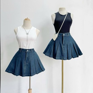 Chân Váy Bigsize Nữ Jean Lưng Cao Dáng Basic Xoè Tennis Có Quần Bảo Hộ Không Giãn Cá Tính CV417