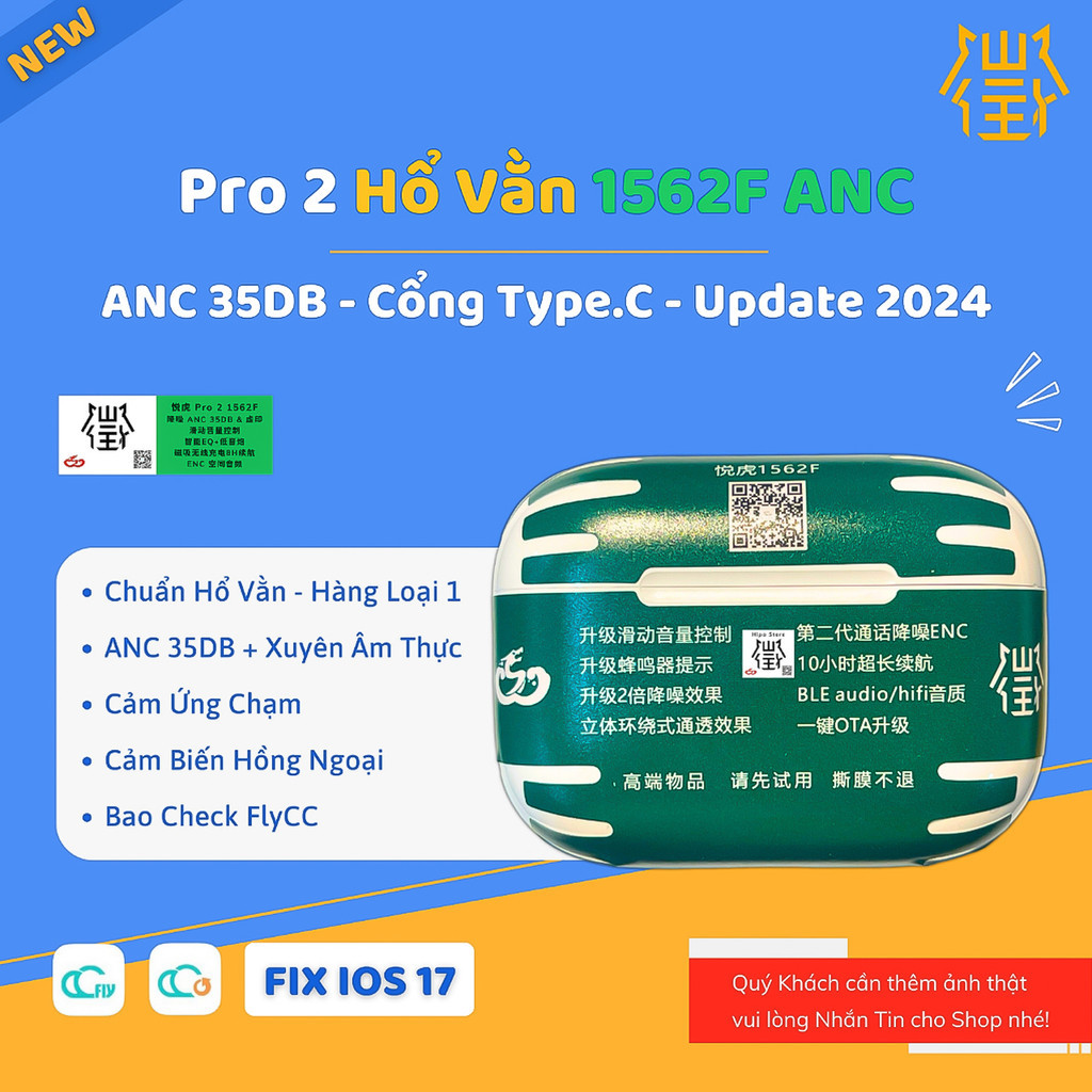 Tai Nghe Hổ Vằn 1562F, Tai Nghe Bluetooth MTS-Pro 2 Chống Ồn ANC - Xuyên Âm - Tăng Giảm Âm Lượng