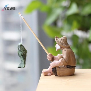Yowei Câu Cá Ông Già Nhựa Hình Tượng Trang Trí Sân Vườn MicroLandscape Thủ Công VN