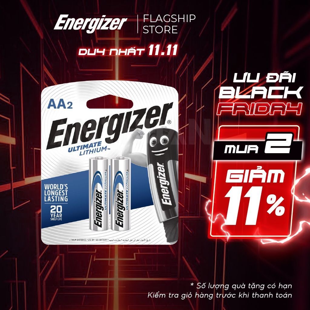 ANTHUAN  Pin AAA Energizer Lithium L92 BP2 - Vỉ 2 Viên