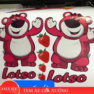  BỘ đôi TEM dán GẤU DÂU DÁN TRANG TRÍ XE  Nhãn Dán STICKER GẤU DÂU   DECAL  3 LỚP CHỐNG NƯỚC DÁN XE  