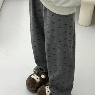 Quần Hello Kitty Quần Hoạt Hình Mùa Đông Đức Nhung Ấm Pyjama Quần Nữ Nơ Rời Quần Nhà Thường Ngày