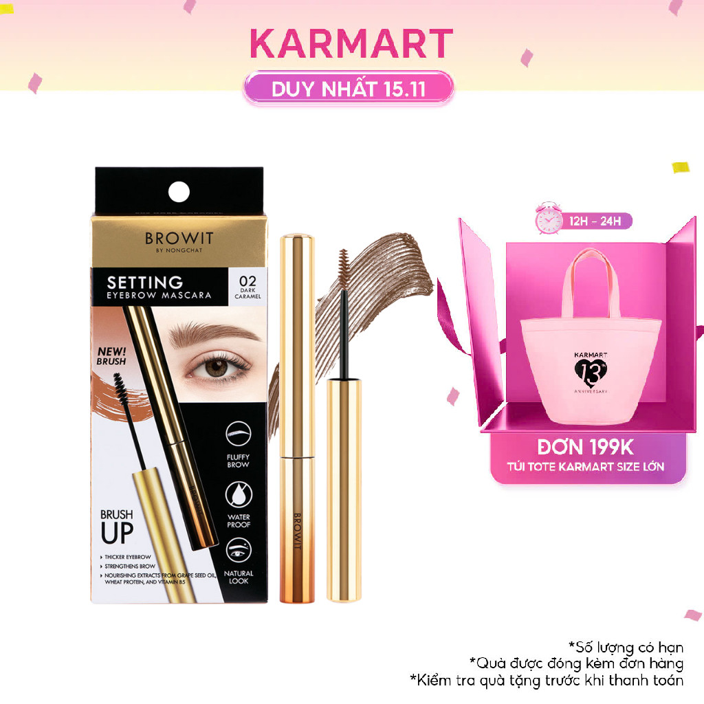 Macara Định Hình Chân Mày Browit Setting EyeBrow Mascara #02 Dark Caramel 2g