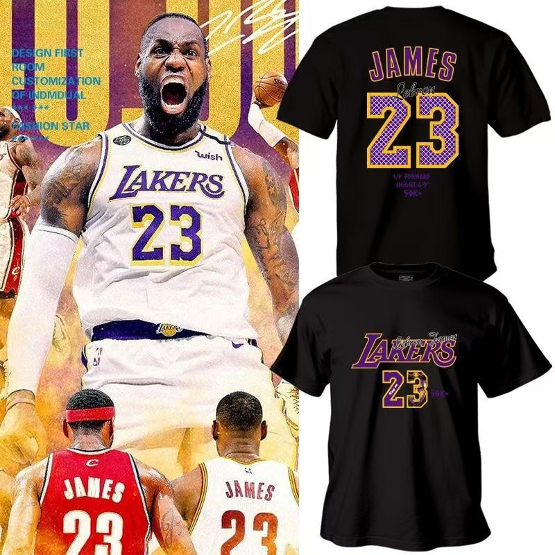 2025 NBA Lakers 23 # LeBron James Bộ đồ tập bóng rổ + Áo thun ngắn tay khô nhanh Unisex mùa hè