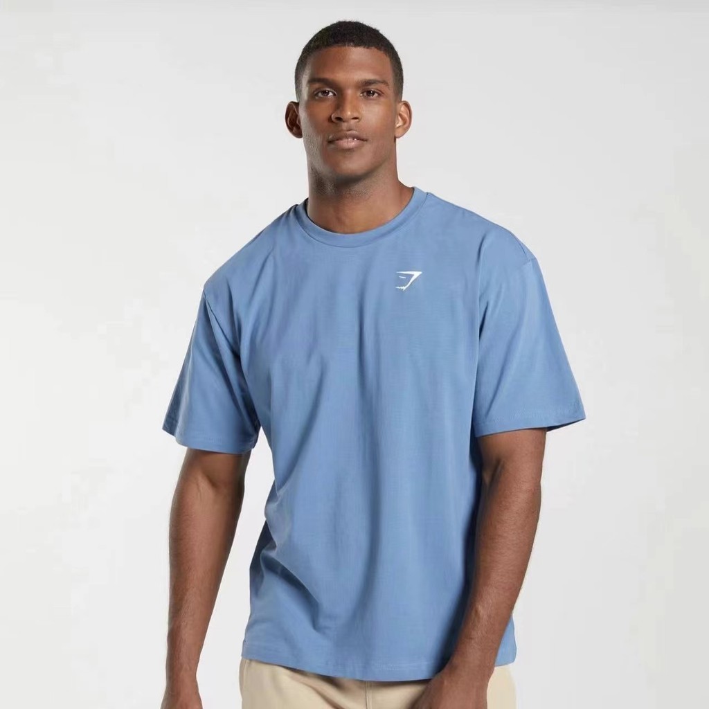 GYMSHARK Nam Thể Dục Thể Thao Huấn Luyện Áo Thun Tay Ngắn Ẩm bấc Cotton Silicone Stereoscopic Nhãn