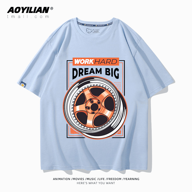 Áo thun nam Retro Point Piston Turbo In Hình Nam Nữ Tay Ngắn 100% Cotton Racing Người Đam Mê Áo Thun
