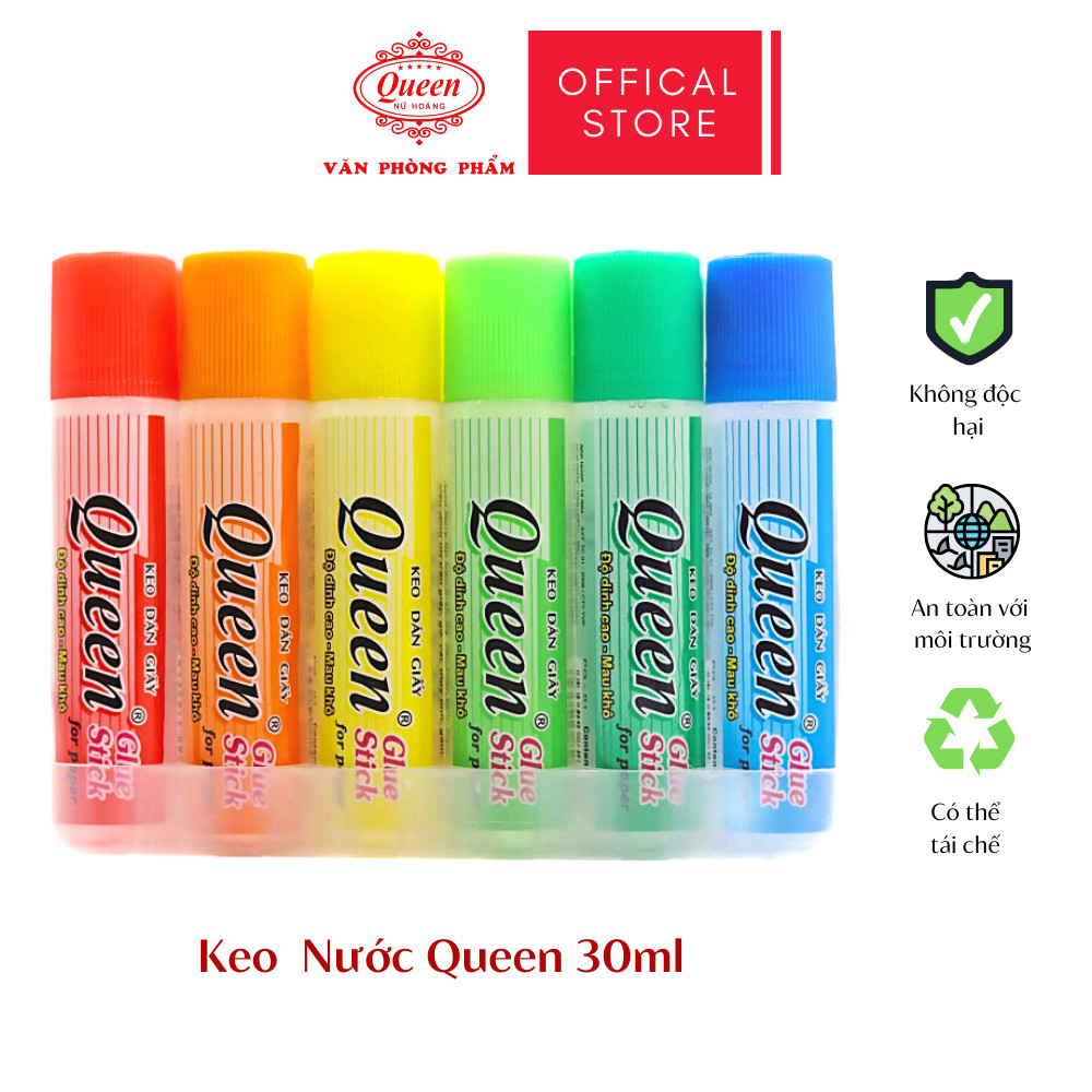 Keo Dán Giấy Dạng Đầu Lưới Queen 30ml, Hồ Nước Dán Giấy Queen 30ml - VPP Học Sinh Store