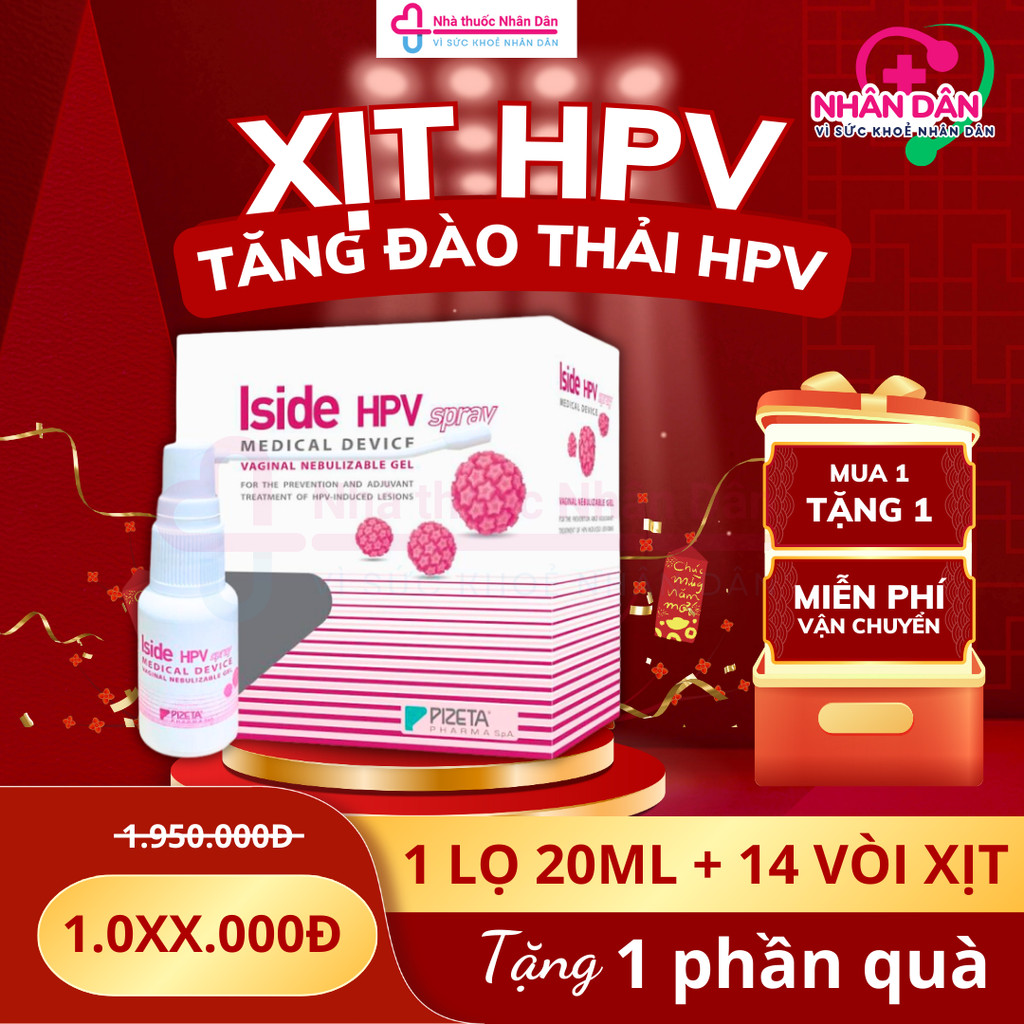 Iside HPV - Hỗ Trợ Tăng Đào Thải HPV, Cân Bằng pH, Tăng Cường Miễn Dịch (1 Lọ Xịt và 14 Vòi Xịt)