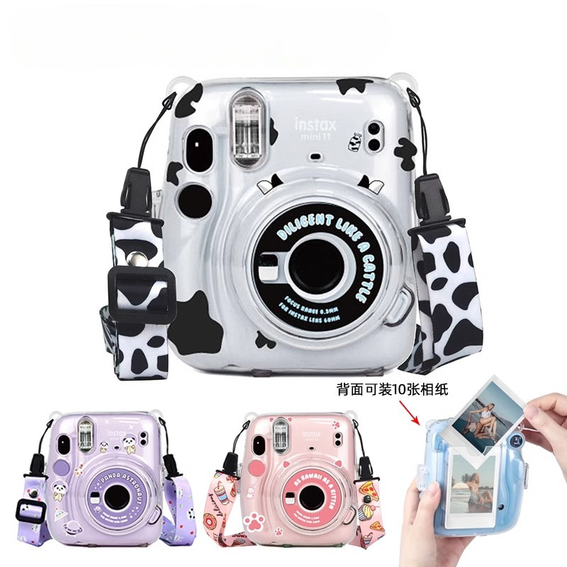 Ốp Lưng Camera Trong Suốt Cho Fujifilm Instax Mini 12 Túi Máy Ảnh PC Pha Lê Bảo Quản Có Dây Đeo Vai 