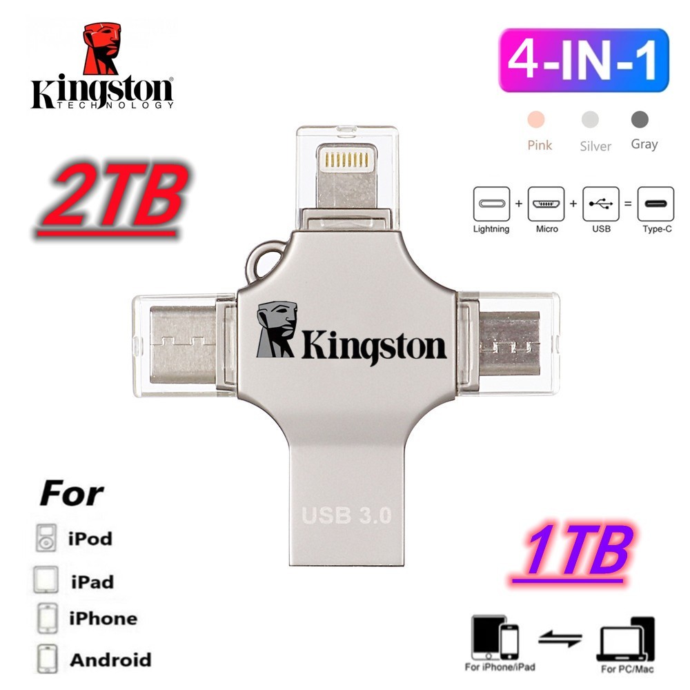 Ổ đĩa flash 4 trong 1 2TB USB 3.0 1TB 512GB 256GB Thẻ nhớ 128GB 64GB 32GB OTG Pendrive Tốc độ nhanh 