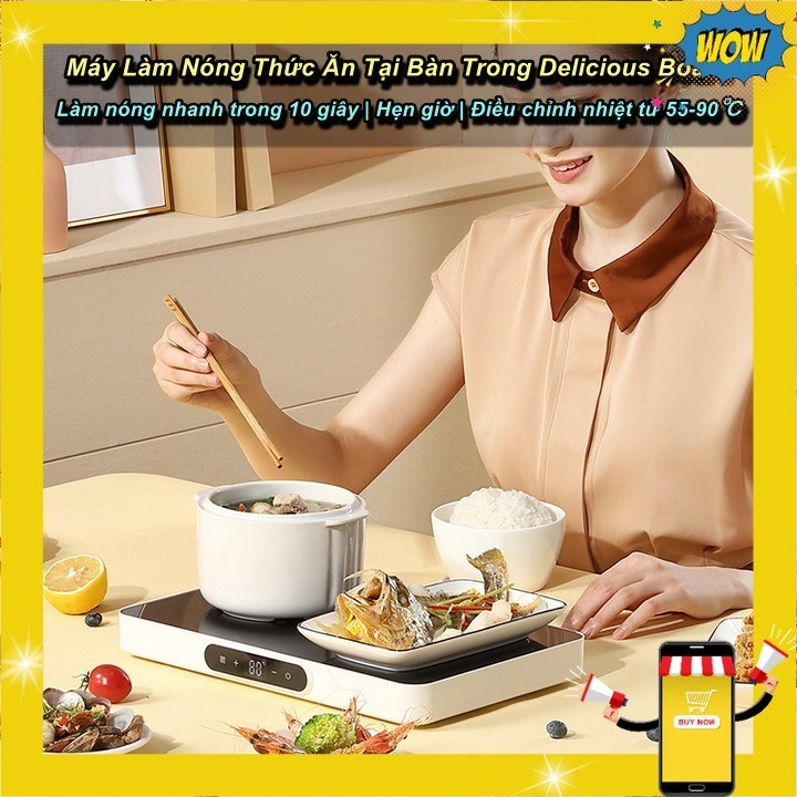 [HCM] - Máy Làm Nóng Thức Ăn Tại Bàn Trong 10s Delicious Board Hẹn Giờ , Điều Chỉnh Nhiệt Từ 55-90℃ 