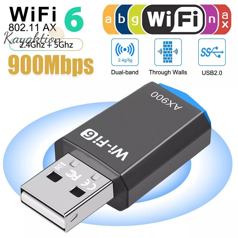 Kayaktion AX900 900Mbps USB WiFi Adapter Băng tần kép 2.4G / 5Ghz WiFi 6 900Mbps USB Adapter WiFi Ch