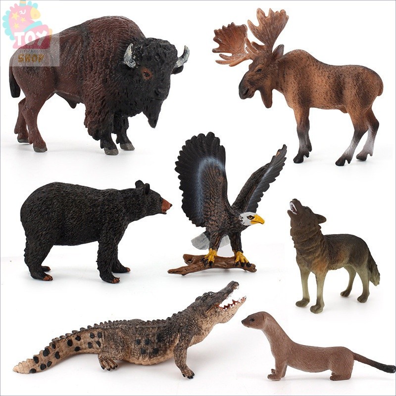 Mô Phỏng Động Vật Rừng Rừng Bộ 7 Món Nai Sừng Tấm Gấu Đen Yangzi Cá Sấu Chắc Chắn Tĩnh Tay Đồ Trang 