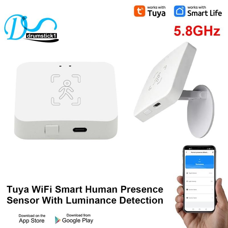 Tuya Zigbee Máy dò hiện diện con người có giá đỡ Cảm biến PIR cơ thể con người thông minh MmWave Rad