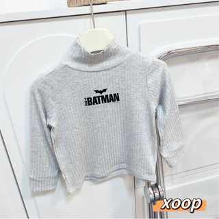  Áo dài tay gân đũa lụa cổ 6 phân in chữ Batman cho bé  11-23kg  XA30A ,Đồ bộ thời trang quần áo trẻ em Phúc Yến 