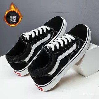 Giày vải bố lót nhung màu đen Giày bông thường ngày đế thấp Nam Nữ Giày trượt ván cặp đôi dễ phối đồ phong cách Hàn Quốc mẫu mới sành điệu UMMA