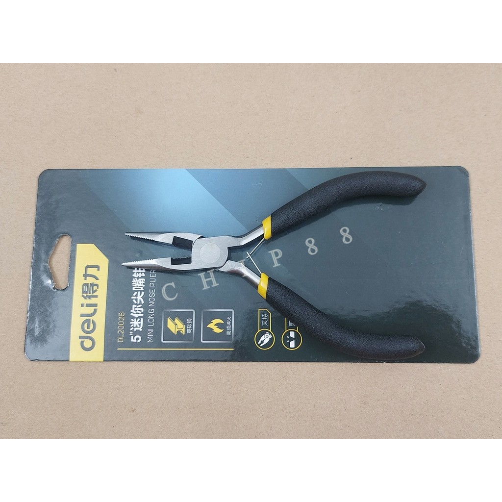 Kìm Tuốt Dây Điện Mini Đa Năng Deli - DL20026 Đầu Nhọn Dài 100%