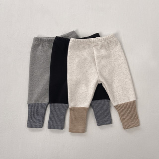 Quần áo trẻ em Hàn Quốc dễ phối ấm áp Quần legging lót nhung ghép nối mẫu thu cho bé Quần mặc ngoài mùa đông