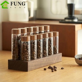 Hộp đựng hạt cà phê, Giá trưng bày ống trà tiện lợi bằng gỗ óc chó, Lọ thủy tinh di động có nắp thoáng khí Bộ trà
