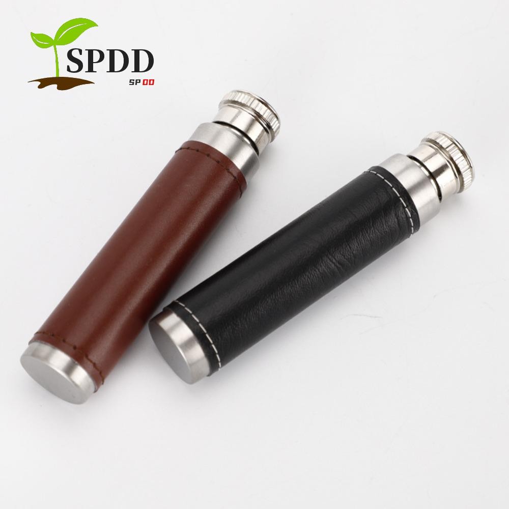 Whisky Flagon, Bình hông xi lanh đáy phẳng, Chai đựng nước uống Vỏ da bằng thép không gỉ Mini Chai r