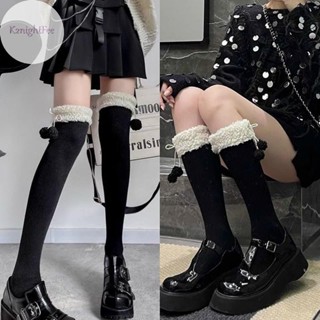 K2nightfee Cừu Len Trên Đầu Gối Tất Chân Mùa Đông Ấm Áp Dài Vớ Dễ Thương Sang Trọng Bóng Bé Gái Ống Cao Tất Màu Trơn JK Vớ VN