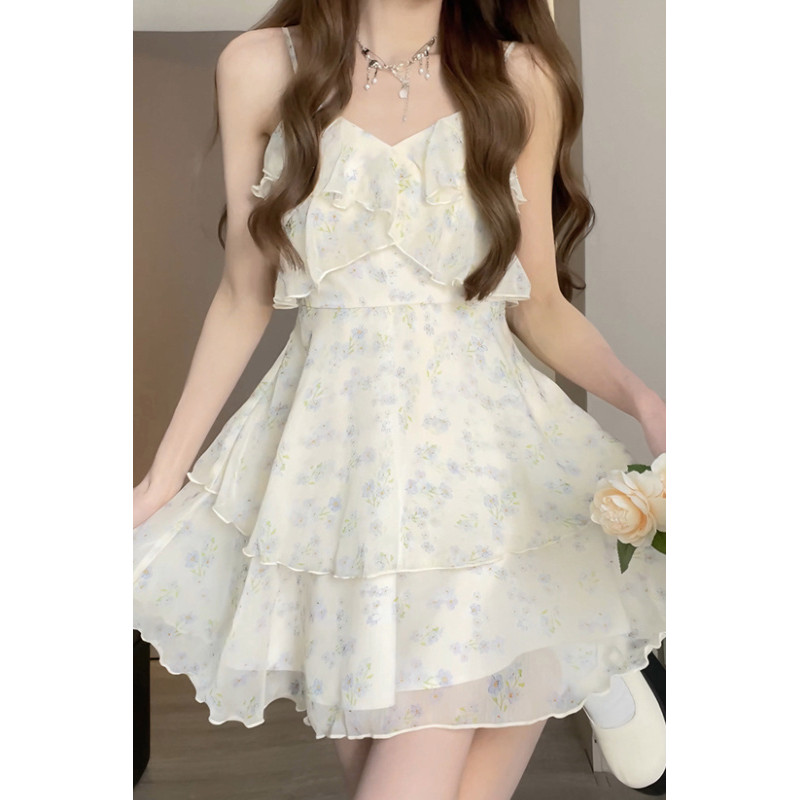 Yuewen Jasmine Sling Dress Cardigan Sling Dress Bộ hai mảnh